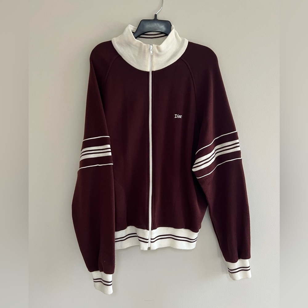 Christian Dior Vintage Monsieur Vintage Zip-Up Track Jacket in Burgundy, size XL